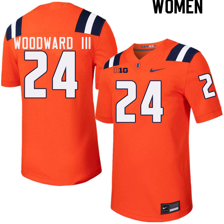 Women #24 Vernon Woodward III Illinois Fighting Illini College Football Jerseys Stitched-Orange